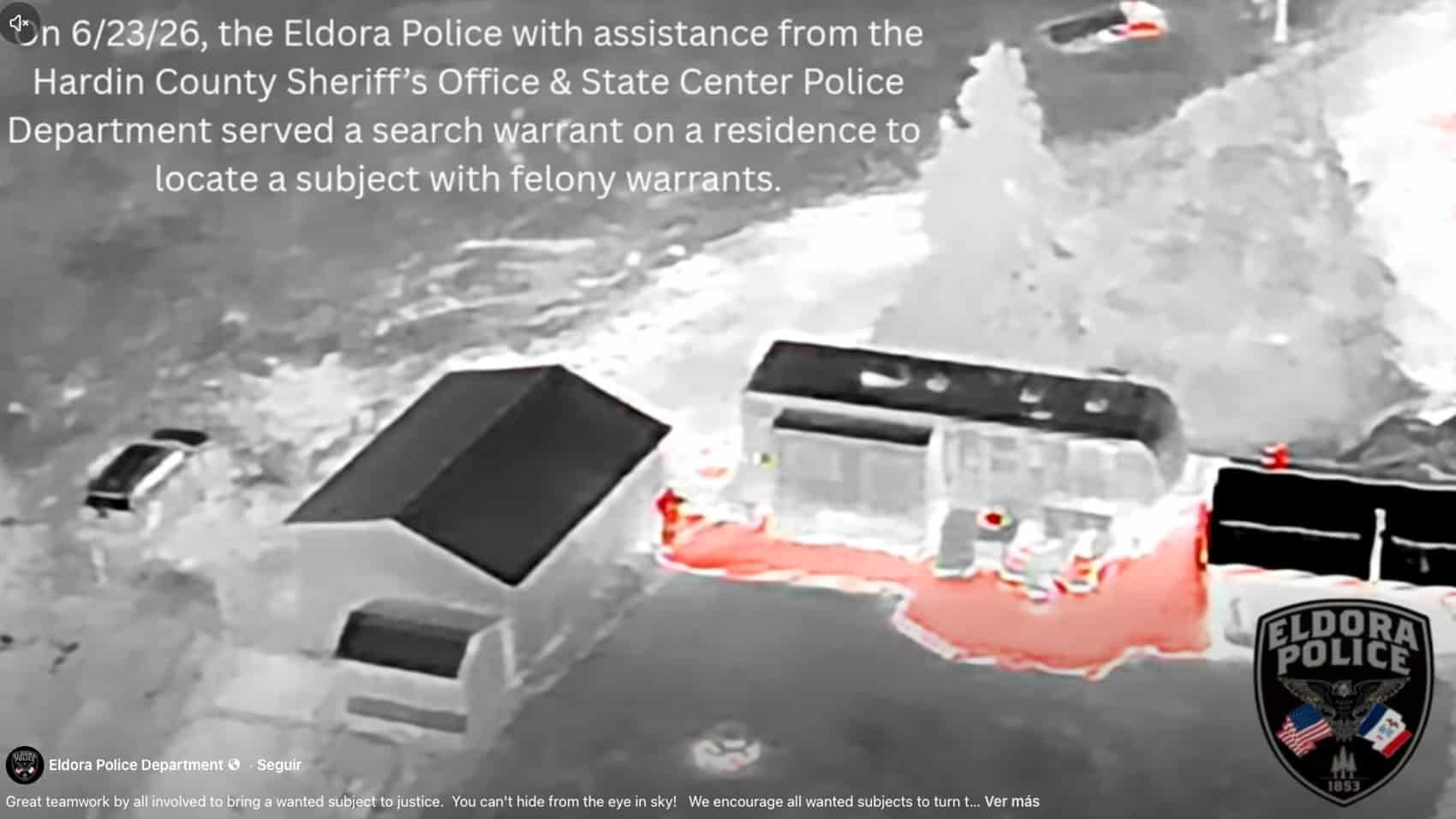 Drone view of the Eldora property where the felony warrant was served.