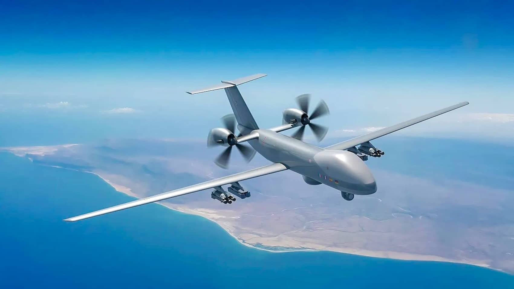 The twin-engine Eurodrone U950, a medium-altitude long-endurance UAV led by Airbus.