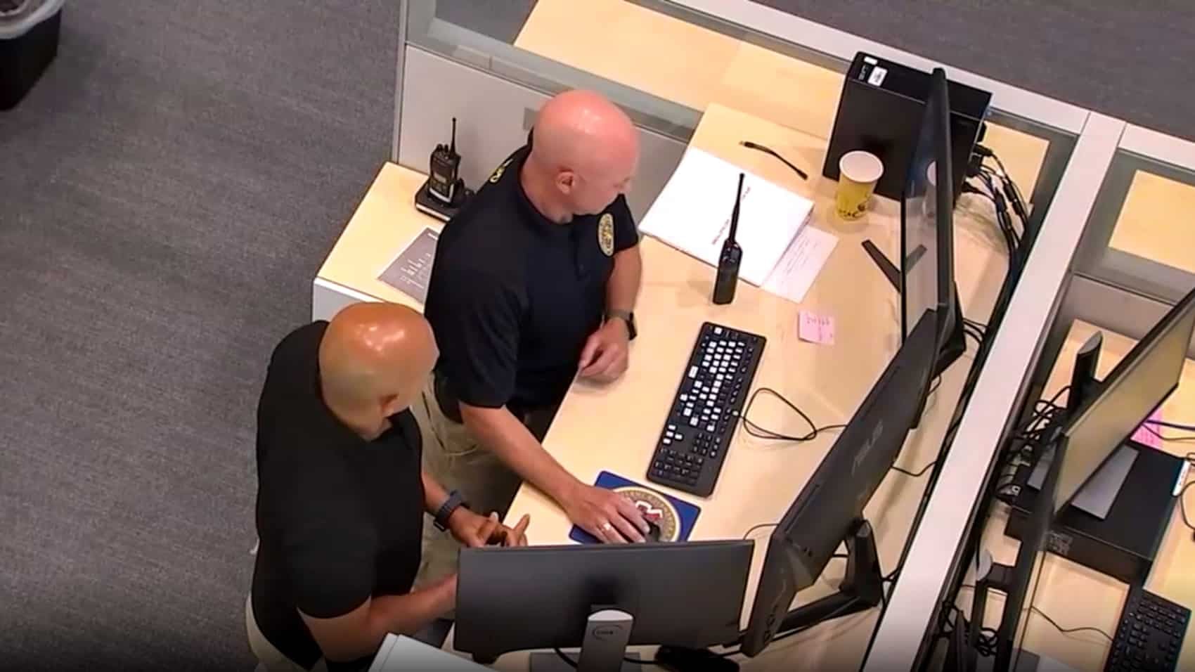 Live drone video displayed inside the Nassau County intelligence center.