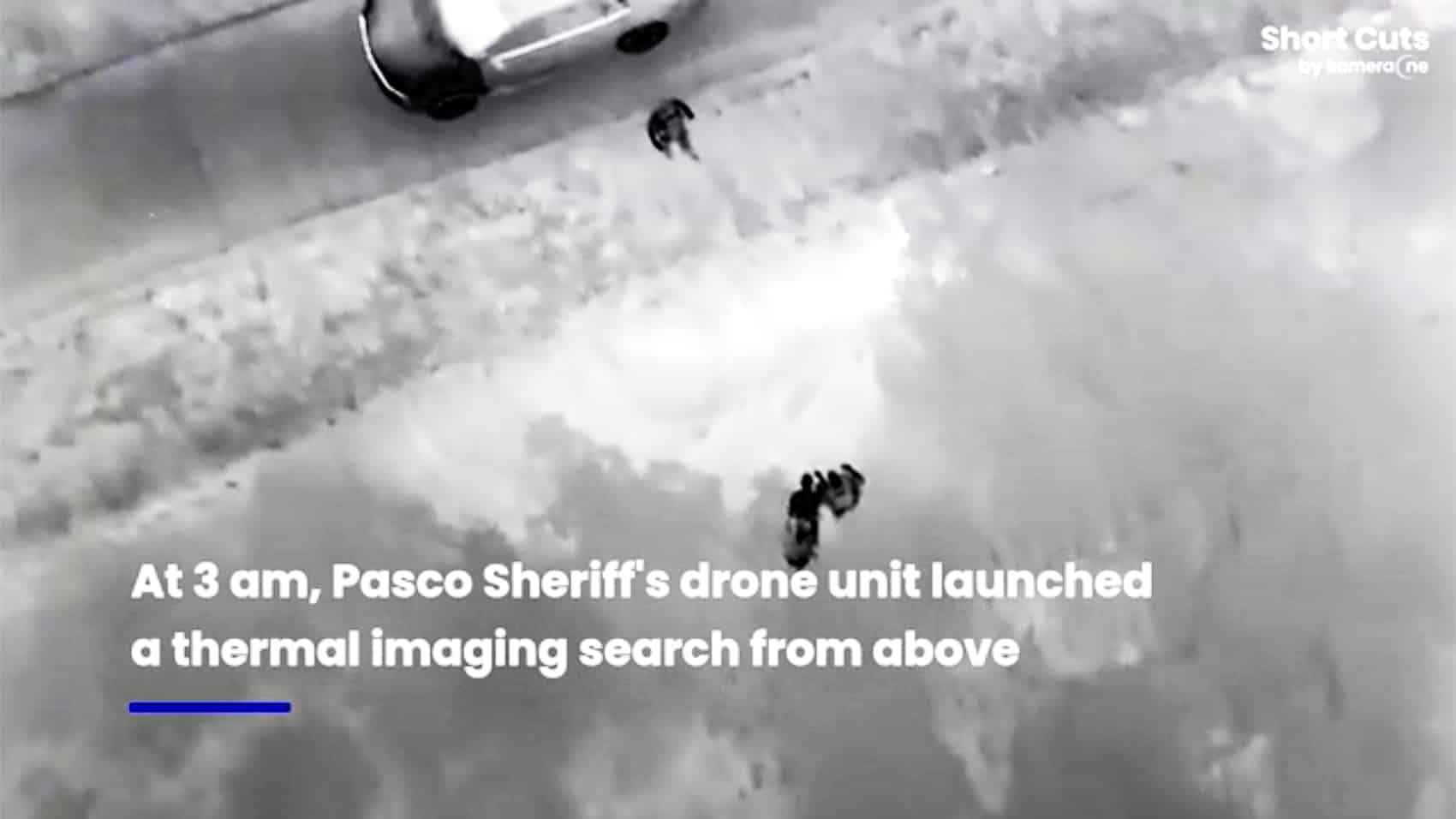 The infrared feed as deputies converge on the man's position in the woods.