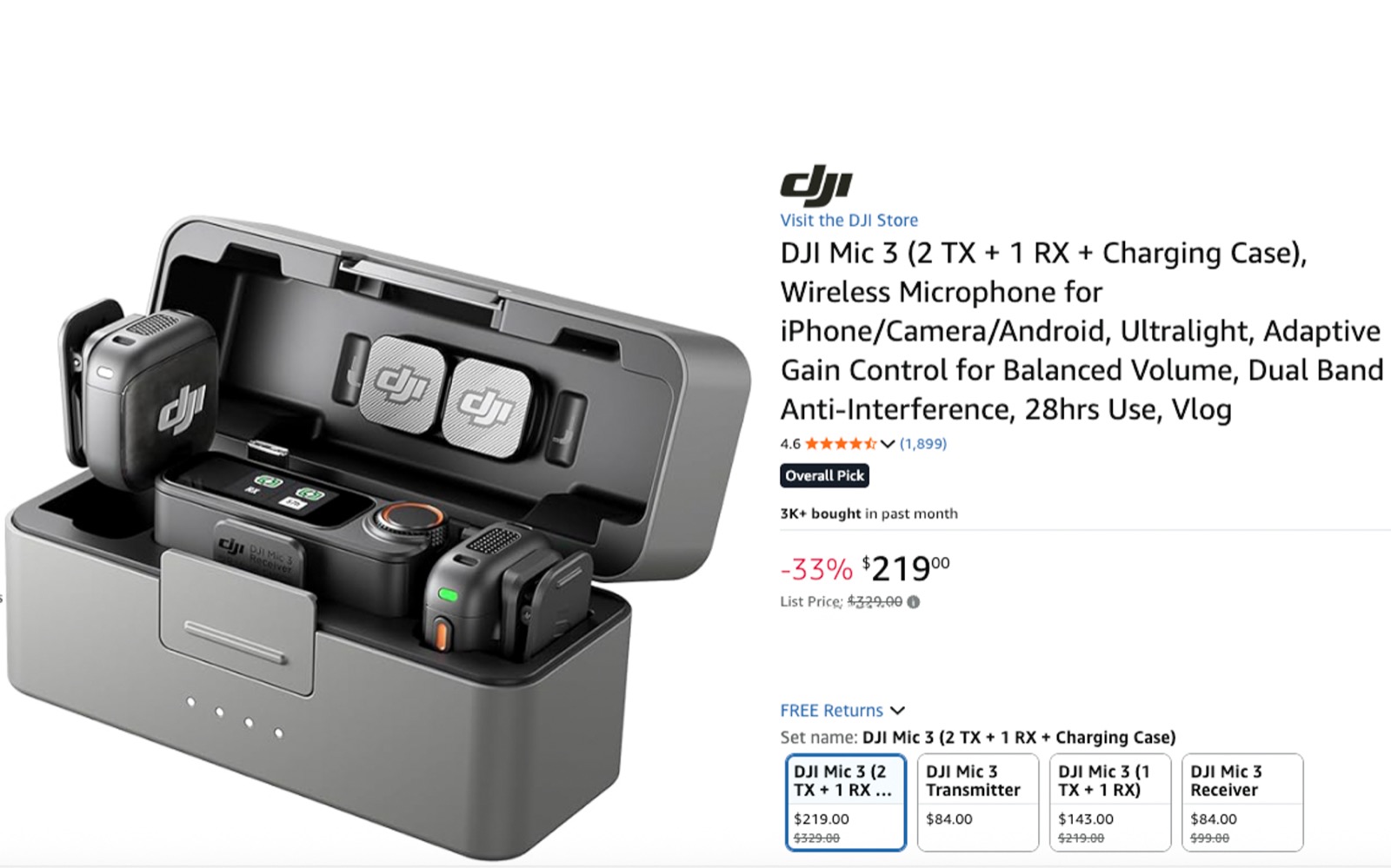 DJI Mic 3 battery-life and case-related promotional image