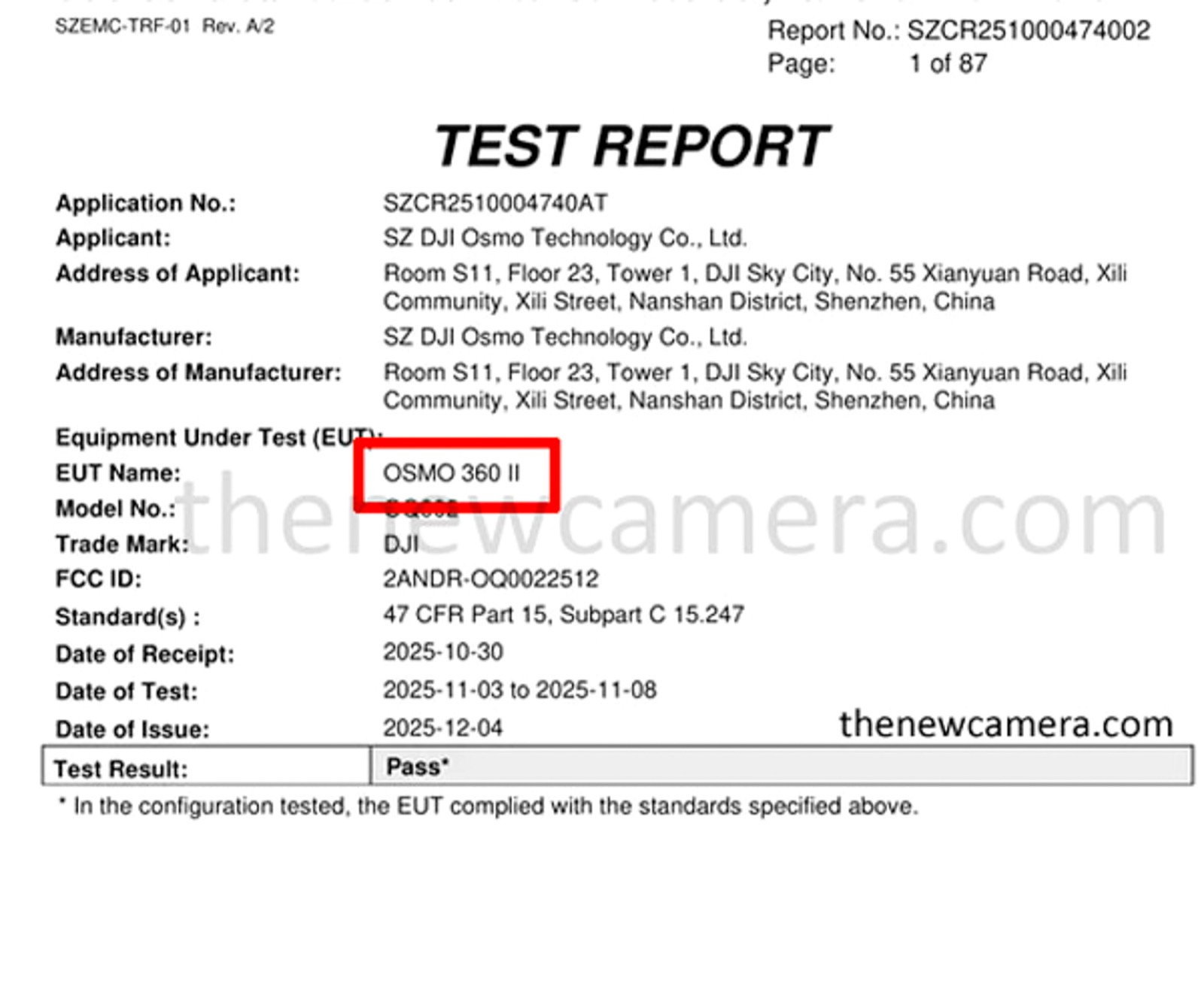 FCC filing image associated with the DJI Osmo 360 II prototype