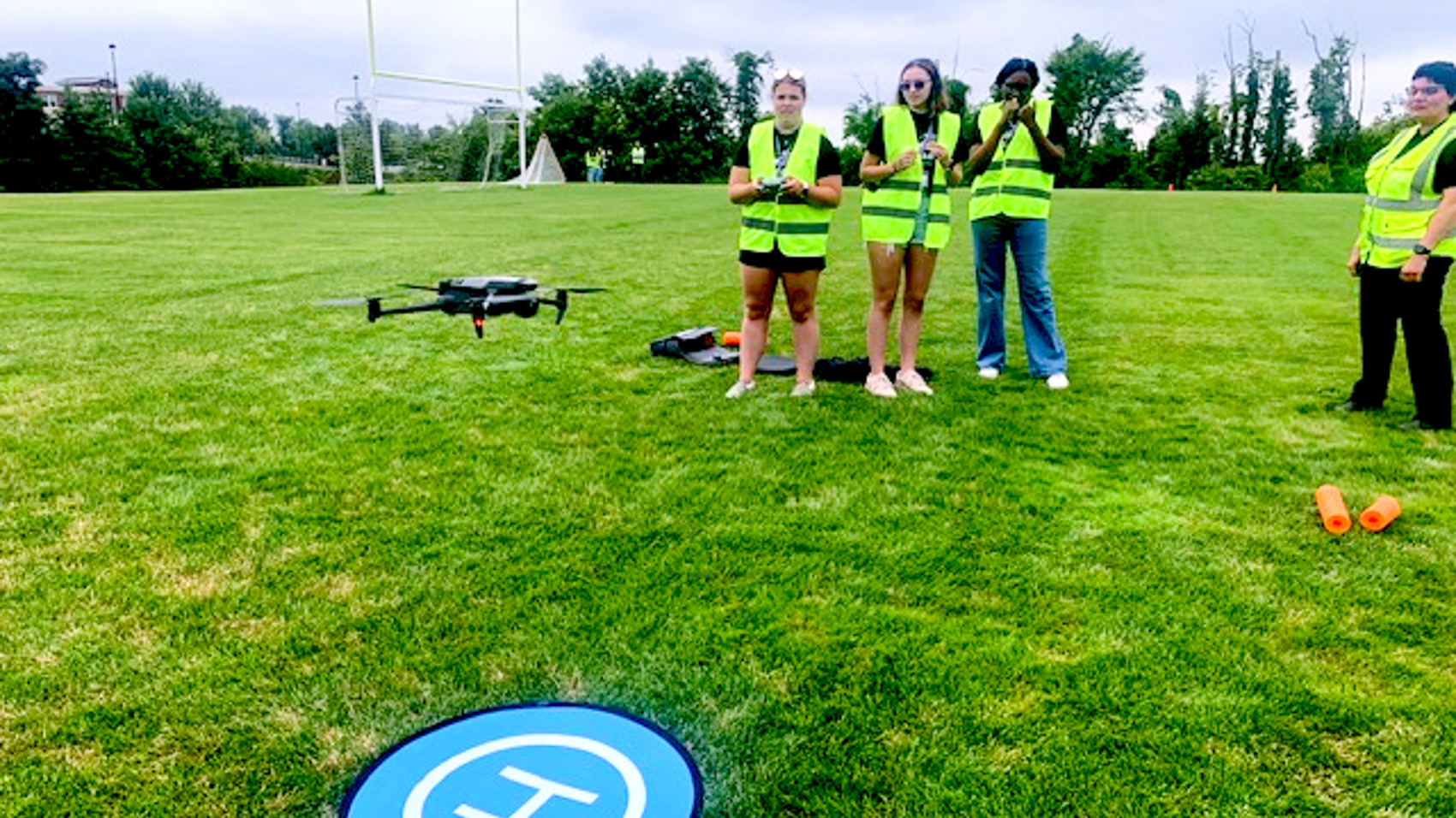 Students in the Fly Like A Girl academy practicing drone piloting in South Fayette Township