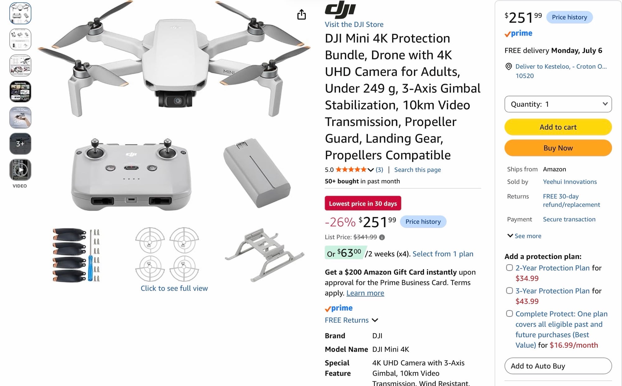 Screenshot of the Amazon listing for the protection bundle marked down to $251.99.