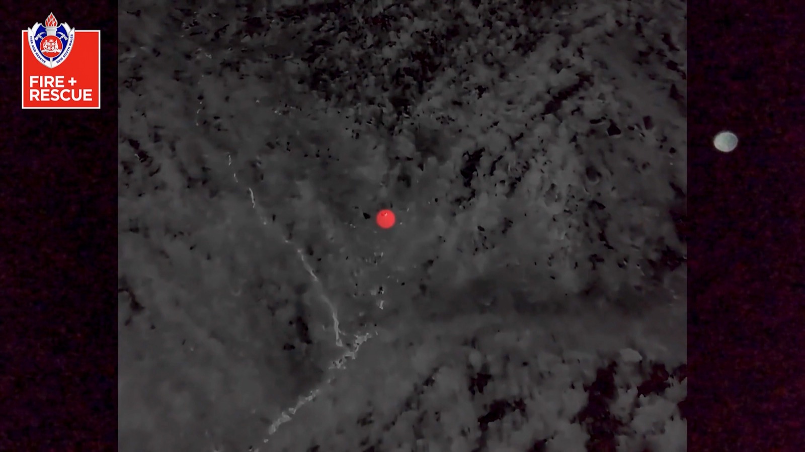 A Fire and Rescue NSW thermal view used to confirm the hikers' location