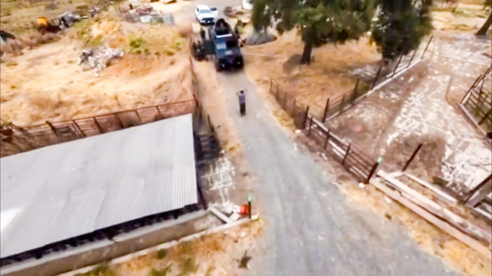 Aerial view of the Placer County barn property where deputies searched for the suspect
