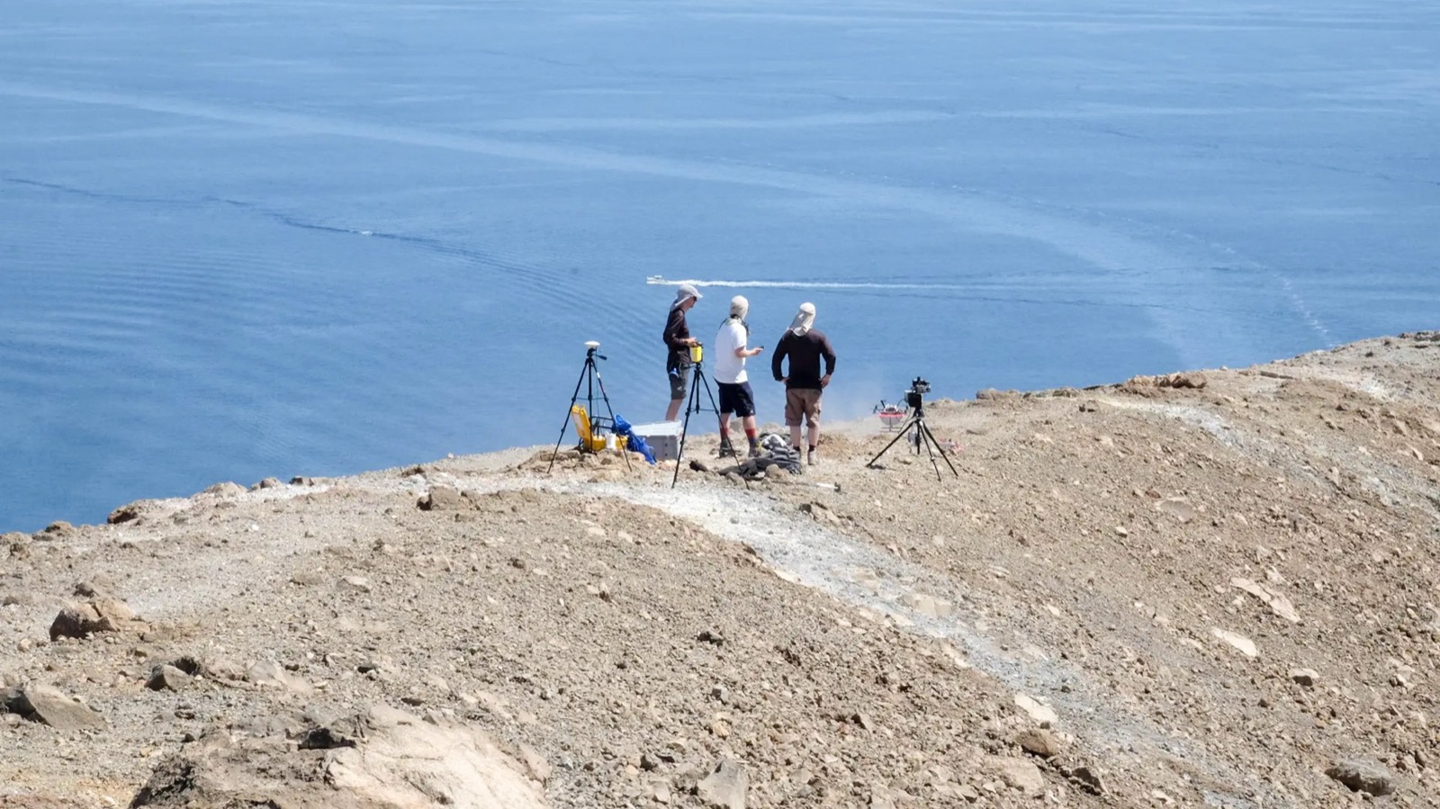 Drone flying over Vulcano volcanic gas plume for TUM laser mapping research
