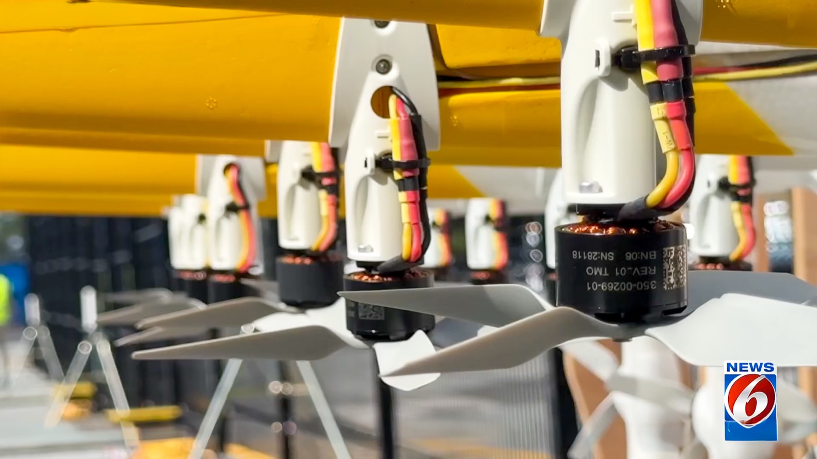 Close-up of Wing delivery drone propulsion hardware